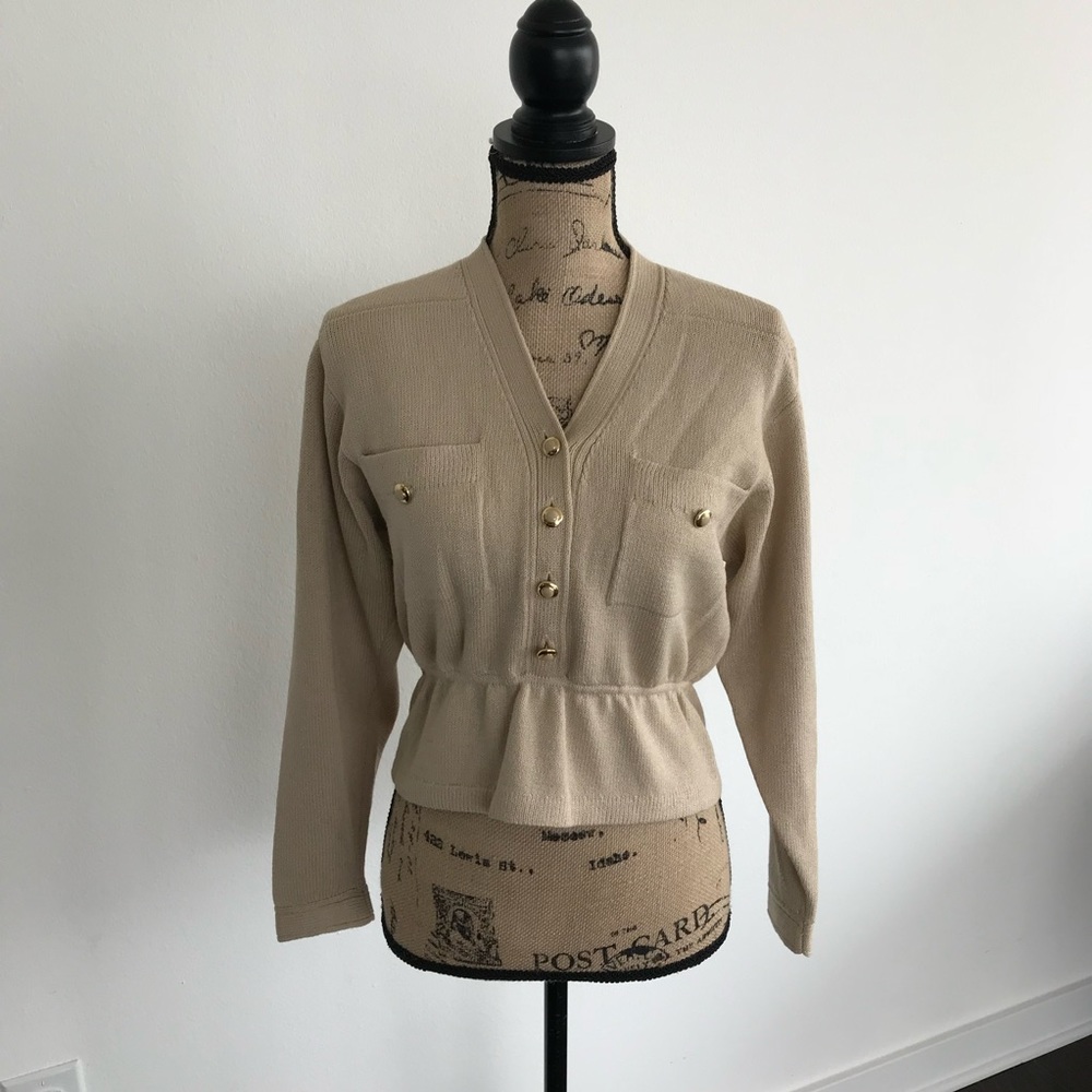 St. John Santana Knit Peplum Sweater Size 6